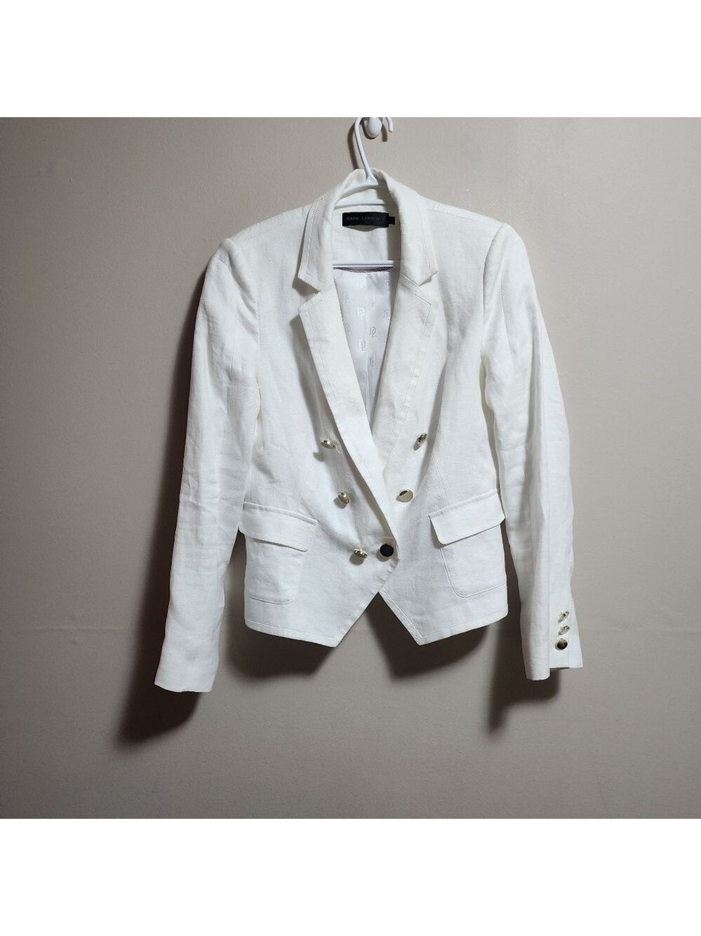 David Lawrence Australian designer 100% linen blazer color white size